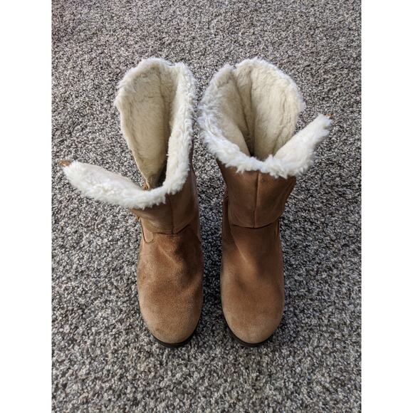 Sorel Shoes - Sorel Emelie Snow Boots Womens Size 3 Brown Leather Waterproof Foldover